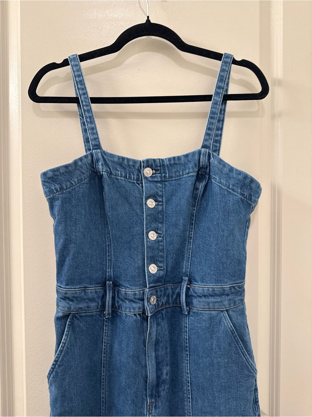 PAIGE Anessa Denim Jumpsuit in Delia Medium Blue Wash Size 10 - Picture 5 of 6